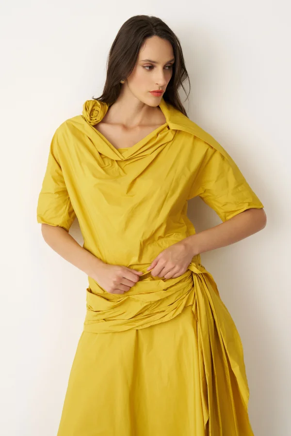 Petalas Kısa Bluz - Sarı - 2