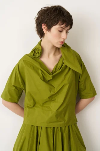 Petalas Kısa Bluz - Yeşil 