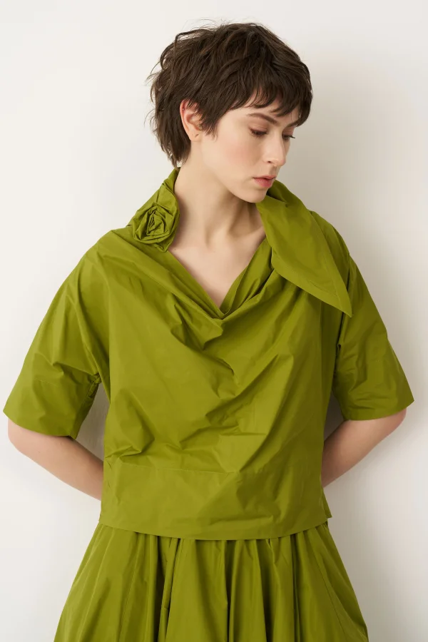 Petalas Kısa Bluz - Yeşil - 1