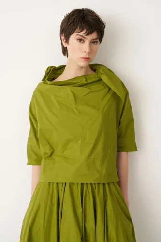 Petalas Kısa Bluz - Yeşil - 3