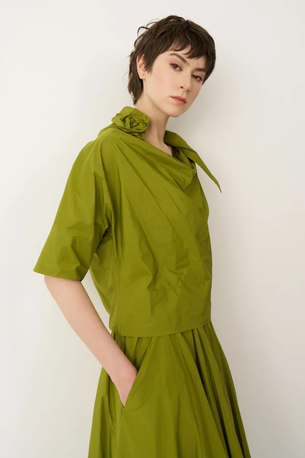 Petalas Kısa Bluz - Yeşil - 4