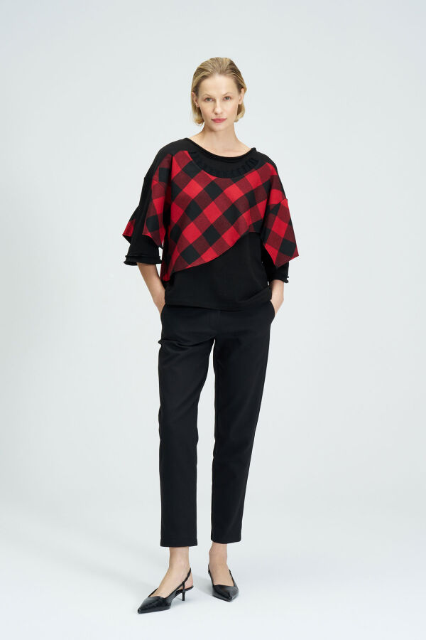 Plaid Blouse - Red / Black - 3