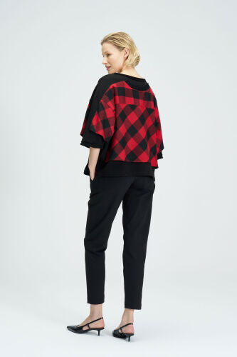 Plaid Blouse - Red / Black - 8