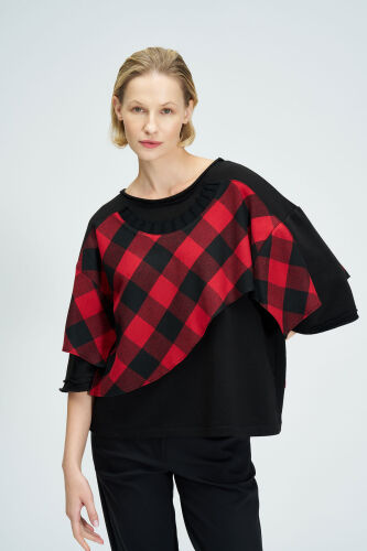 Plaid Blouse - Red / Black - 1