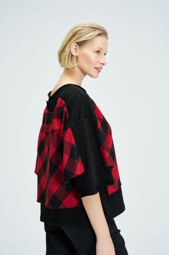 Plaid Blouse - Red / Black - 7