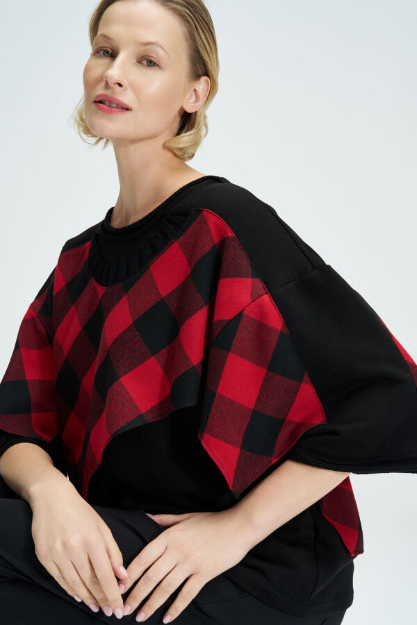 Plaid Blouse - Red / Black - 5