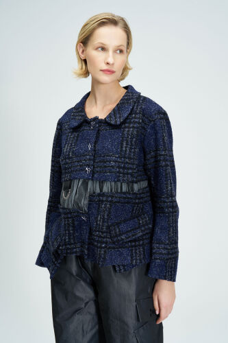 Plaid Jacket - Navy Blue - 3