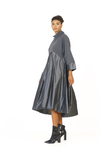 Pleated Dress - Gray - 2