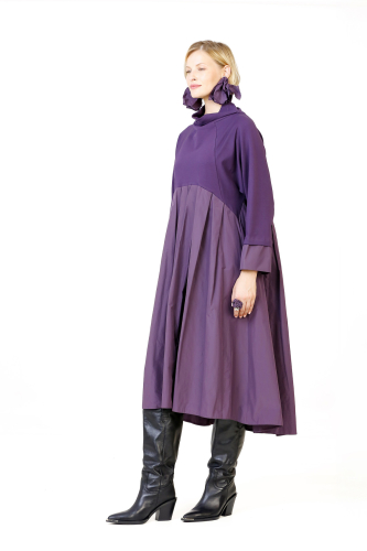 Pleated Dress - Purple - 4