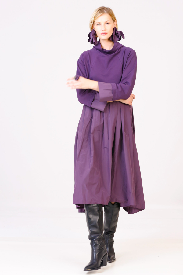 Pleated Dress - Purple - 3