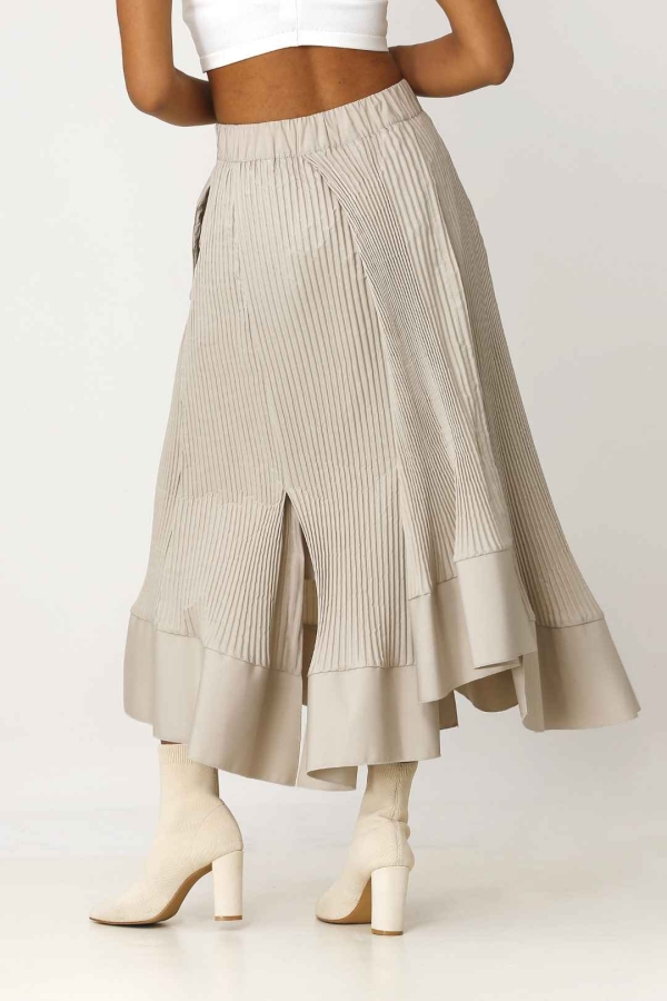 Pleated Multi-Piece Skirt - Beige - 5