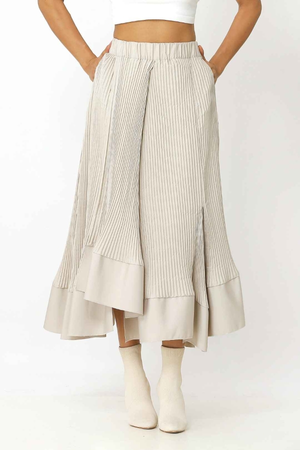 Pleated Multi-Piece Skirt - Beige - 2