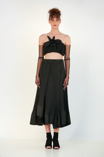 Pleated Multi-Piece Skirt - Black 
