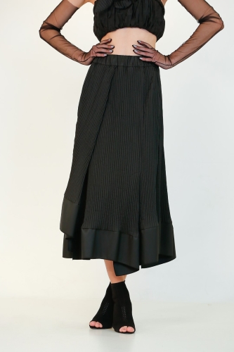 Pleated Multi-Piece Skirt - Black - 2