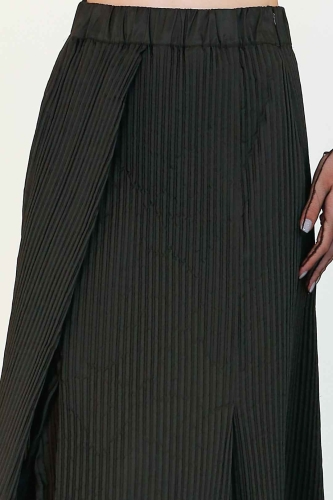 Pleated Multi-Piece Skirt - Black - 4