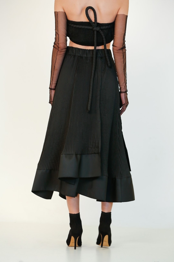 Pleated Multi-Piece Skirt - Black - 5
