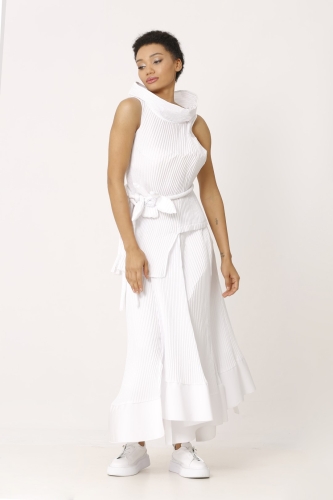 Pleated Multi-Piece Skirt - White 