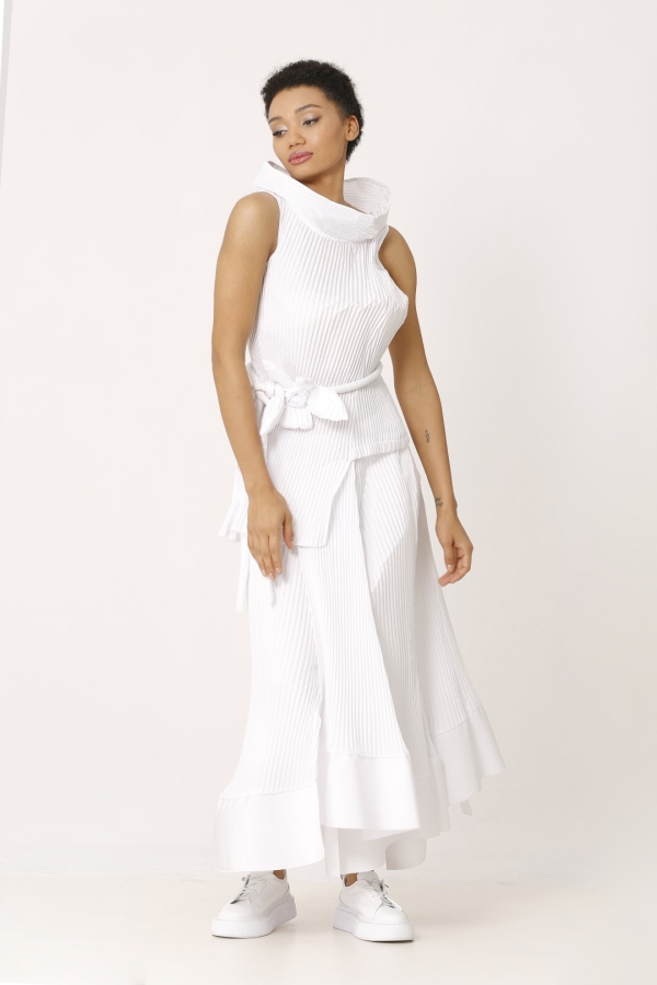 Pleated Multi-Piece Skirt - White - 1