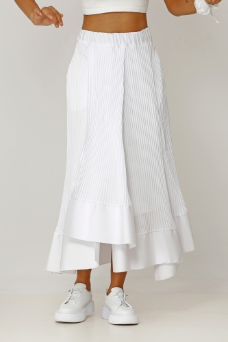 Pleated Multi-Piece Skirt - White - 2