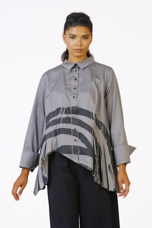 Pleated Printed Shirt - 5