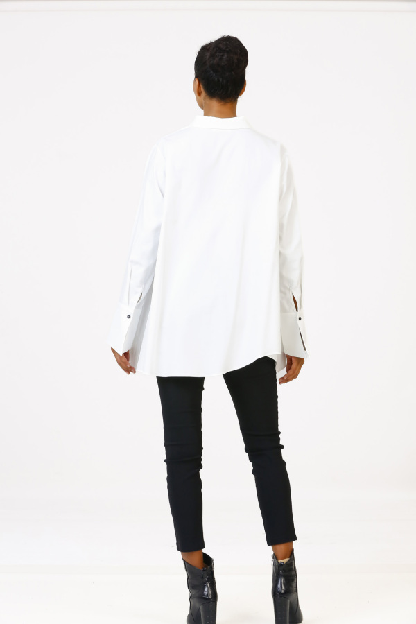 Pleated Printed Shirt - White - 6