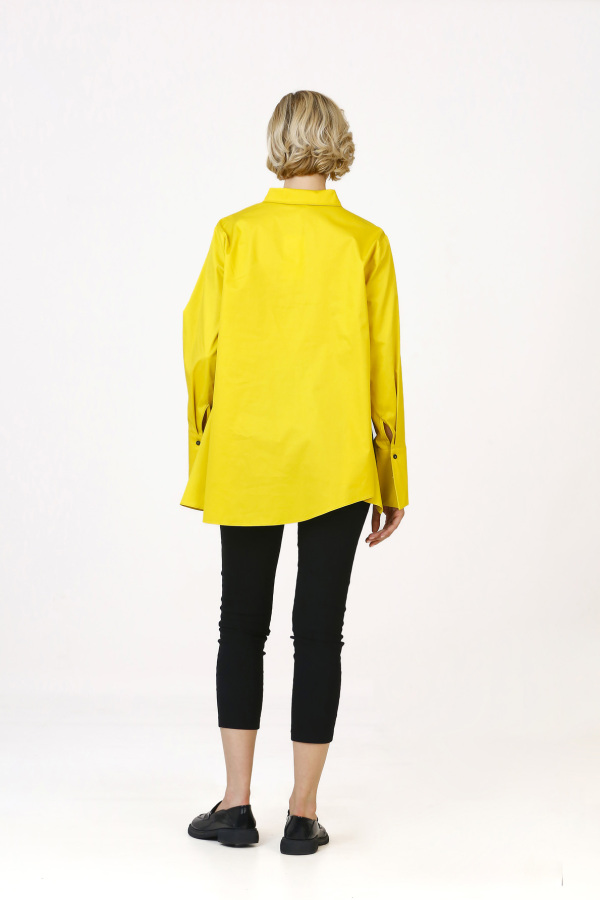 Pleated Printed Shirt - Yellow - 6