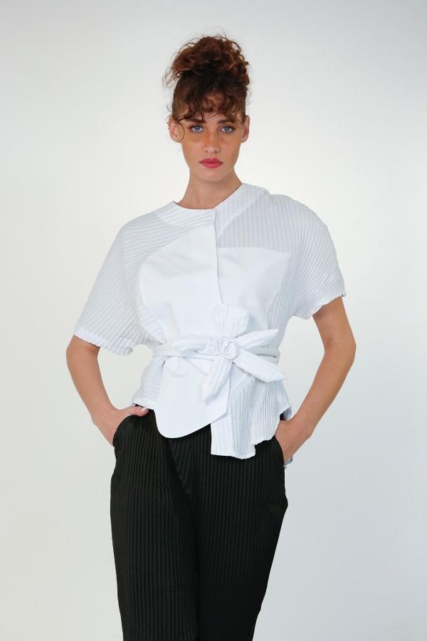 Pleated Shirt - White - 2