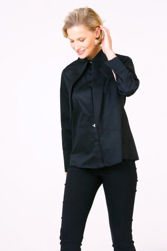 Pointed Collar Shirt - Black - 2