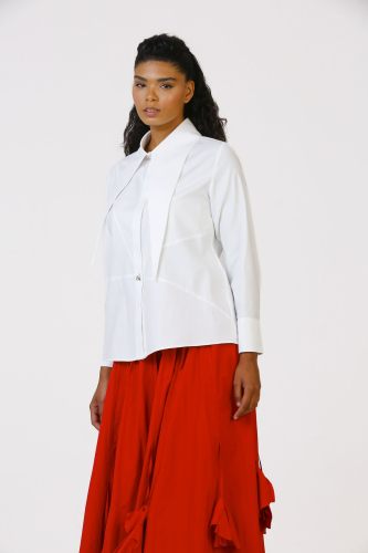 Pointed Collar Shirt - White - 2