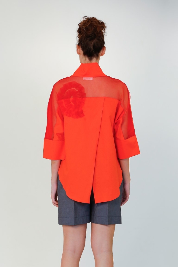 Polo Tulle Pattern Shirt - Coral - 4