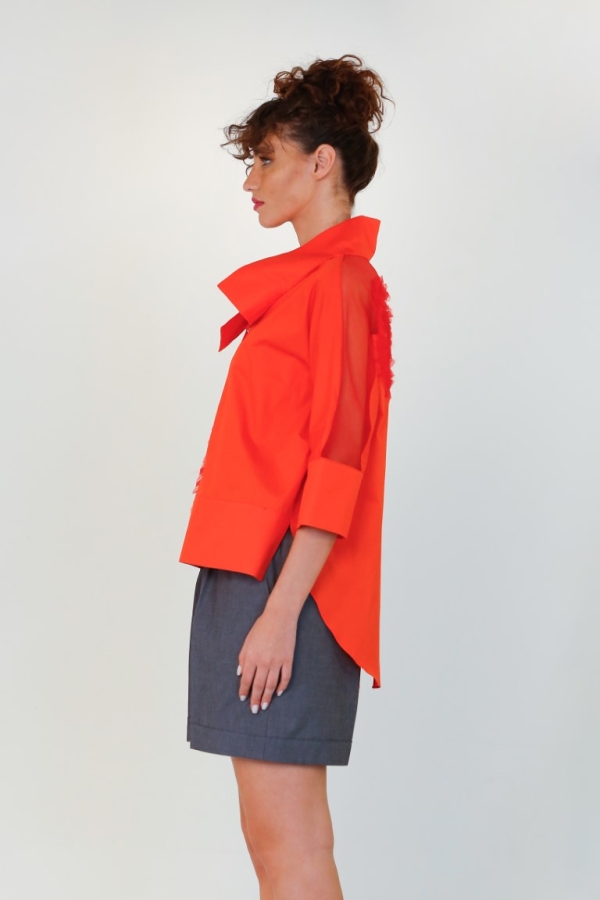 Polo Tulle Pattern Shirt - Coral - 5