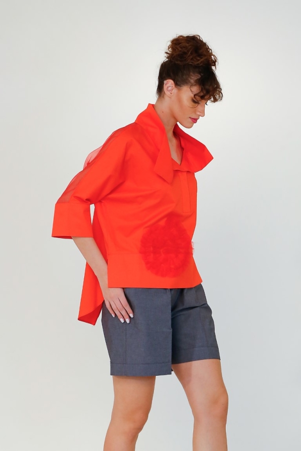 Polo Tulle Pattern Shirt - Coral - 6