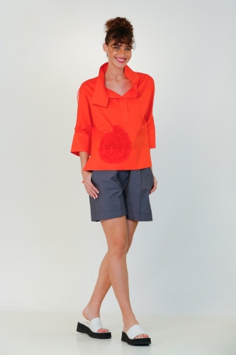 Polo Tulle Pattern Shirt - Coral 