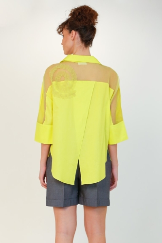 Polo Tulle Pattern Shirt - Yellow - 4