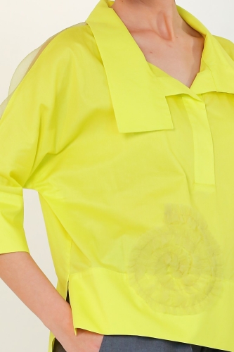 Polo Tulle Pattern Shirt - Yellow - 5