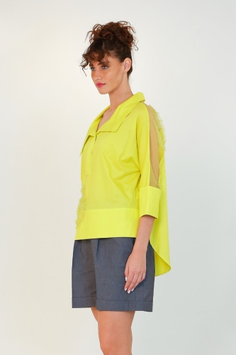 Polo Tulle Pattern Shirt - Yellow - 3