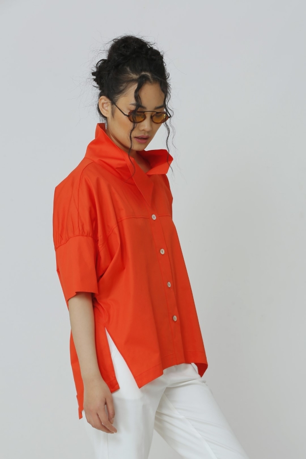 Poncho Shirt - Coral - 2
