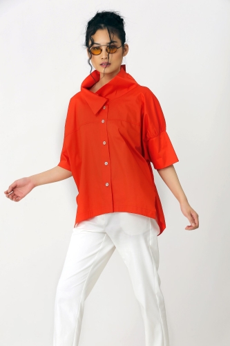 Poncho Shirt - Coral - 3