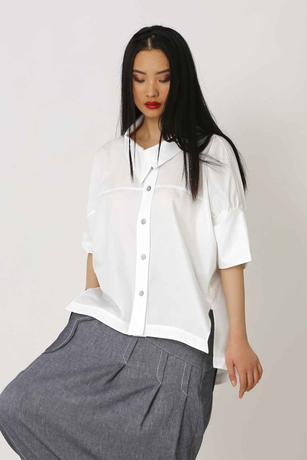 Poncho Shirt - White - 3