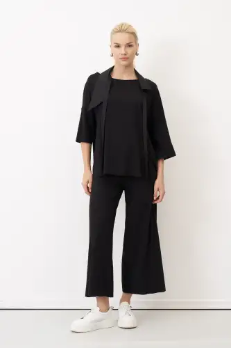 Poros Yakalı Bluz - Siyah - BIZE (1)