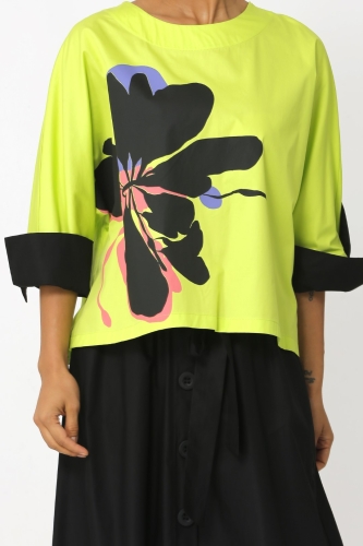 Printed Blouse - Lime Green - 6