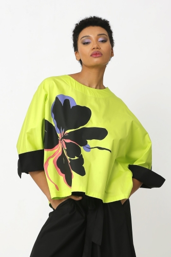 Printed Blouse - Lime Green - 2