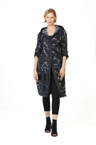 Printed Hooded Shirt Dress - 1