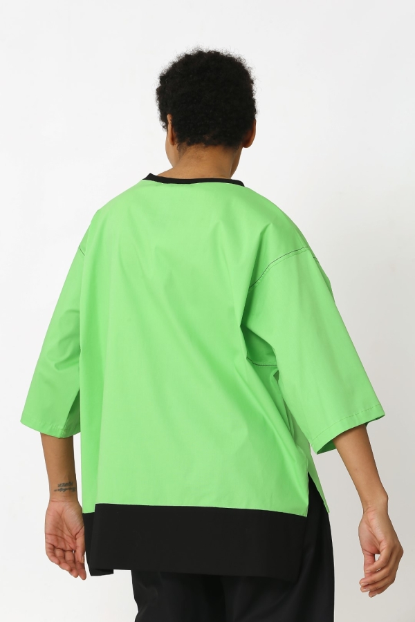 Printed Poncho Blouse - Apple Green - 4