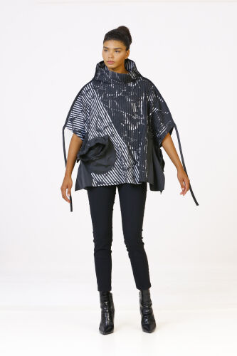 Printed Poncho Blouse - 1