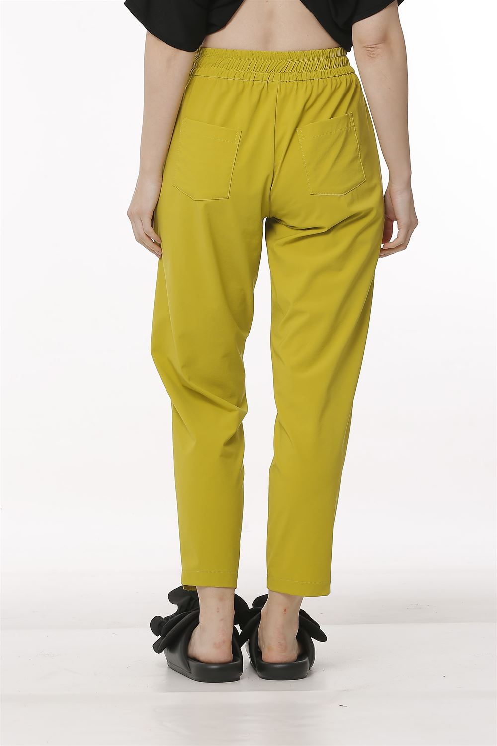 Trok Çakım Detaylı Süs Dikişli Pantolon-Yağ Yeşili