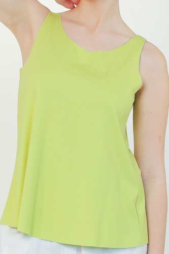 Rayon Round Neck Tank Top - Lime Green - 5