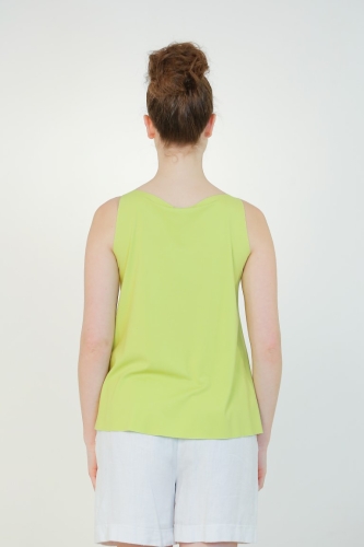Rayon Round Neck Tank Top - Lime Green - 6