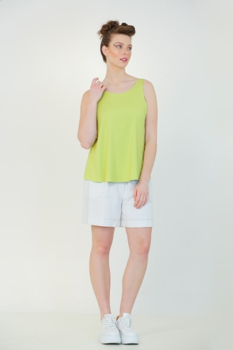 Rayon Round Neck Tank Top - Lime Green 
