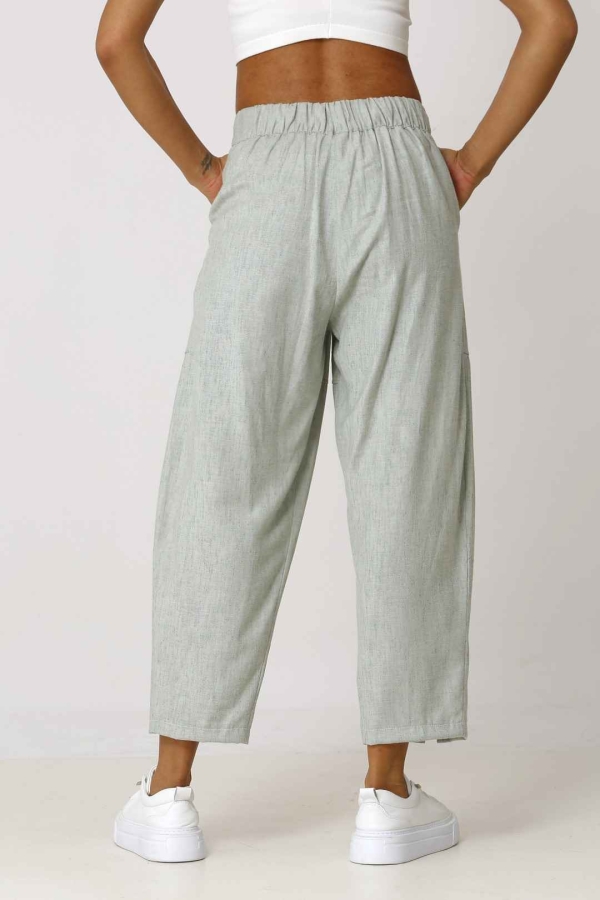 Relaxed Trousers with Draped Cups - Aqua Green - 5